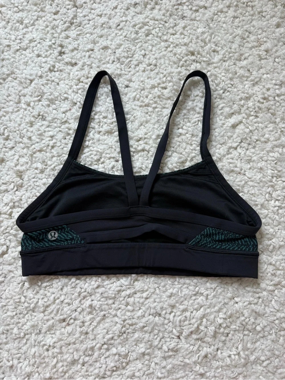 Lululemon Sports Bra Black & Teal Pattern